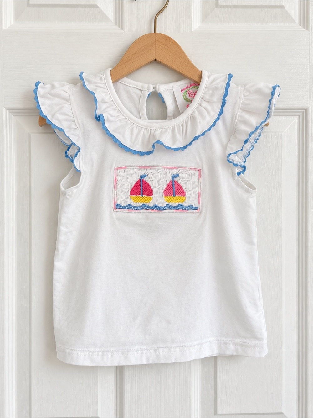 Smocked Threads by Cecil & Lou Sailboat Smocked Ruffle Top 2T